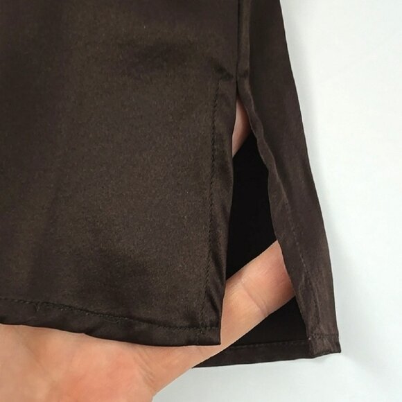 F Carriere Women's Silk Blend Espresso Brown Long Sleeves Button Down Blouse XS - Picture 6 of 16